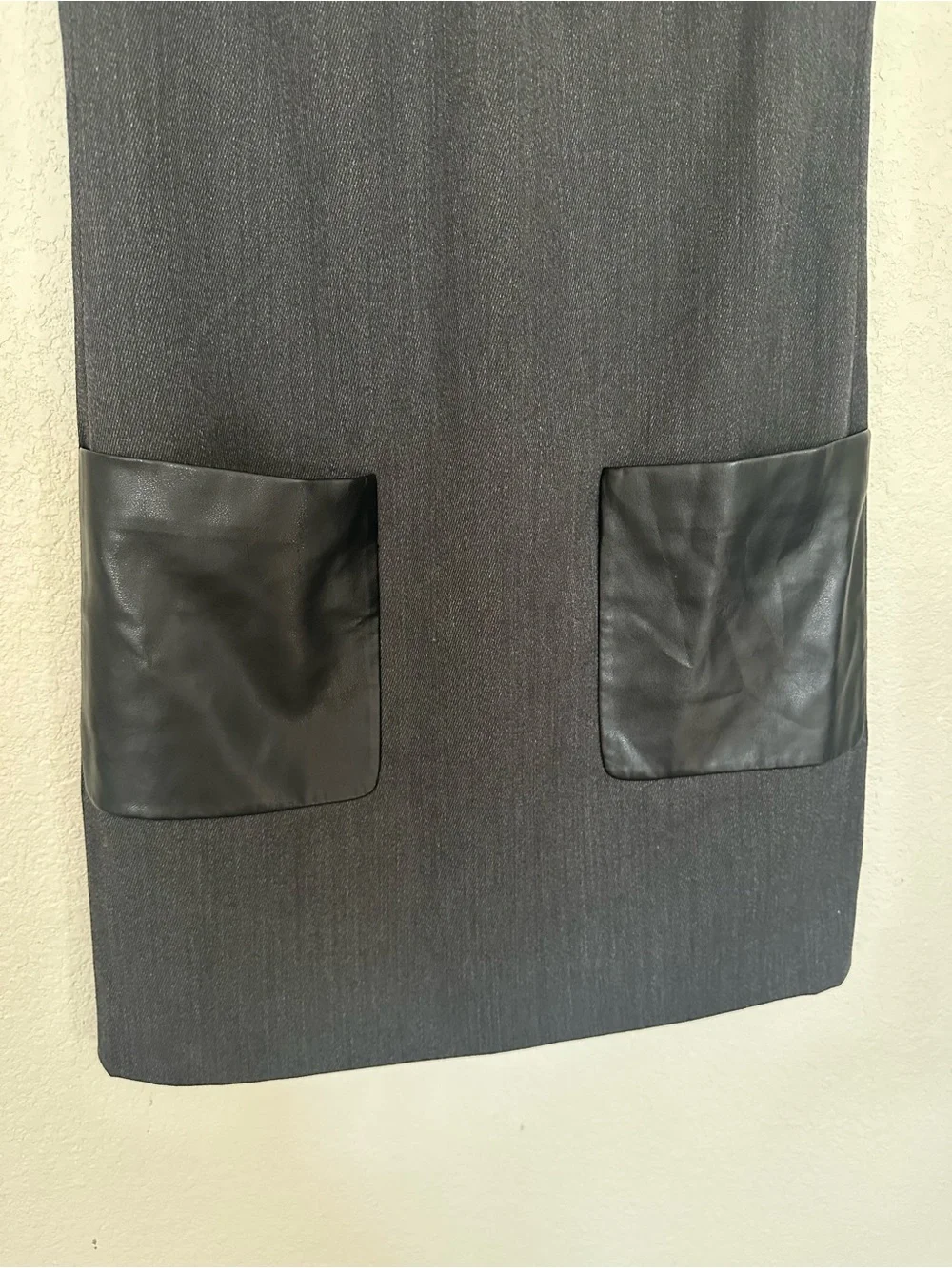 J.Crew Faux Leather Pocket Shift Dress Sleeveless Charcoal/Black Size 0 EUC